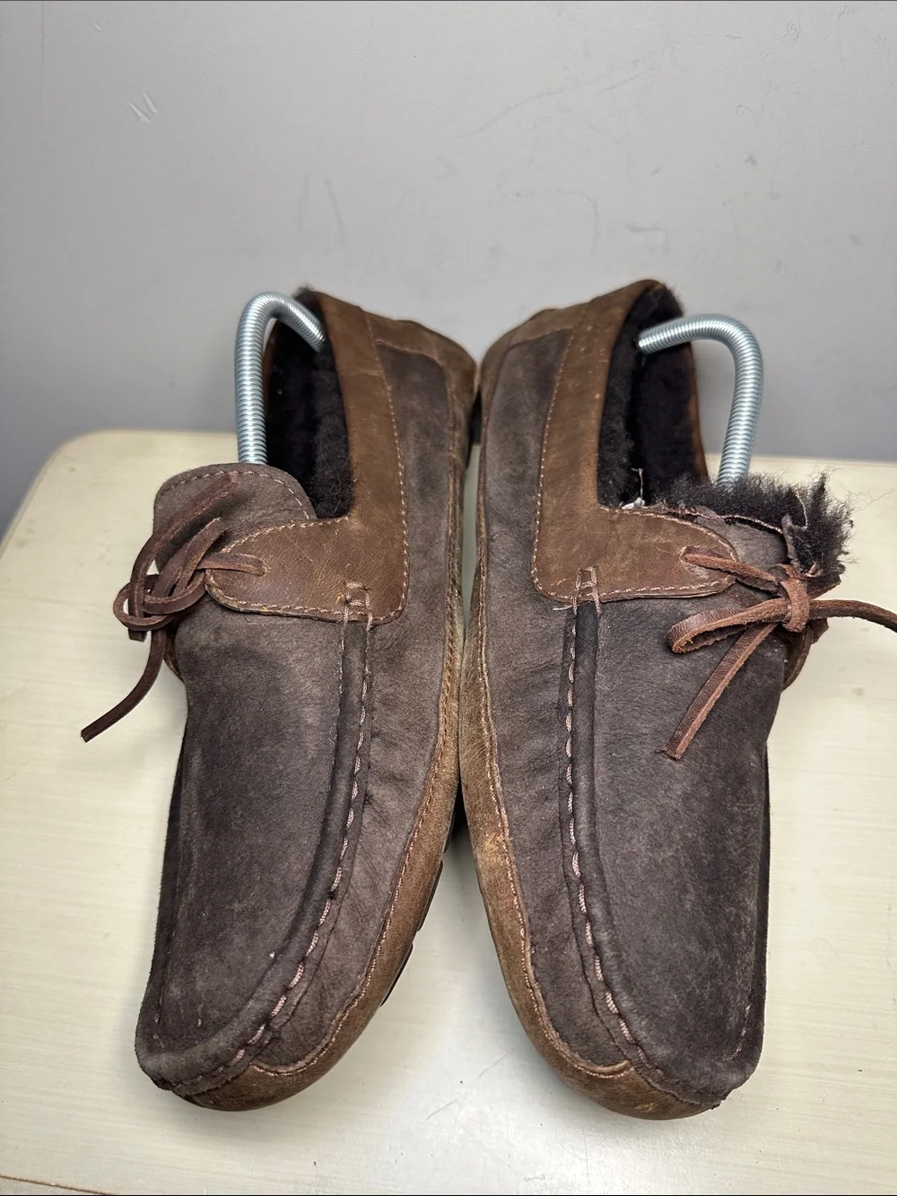 UGG Men's Dark Brown leather Slip-On Moccasinse